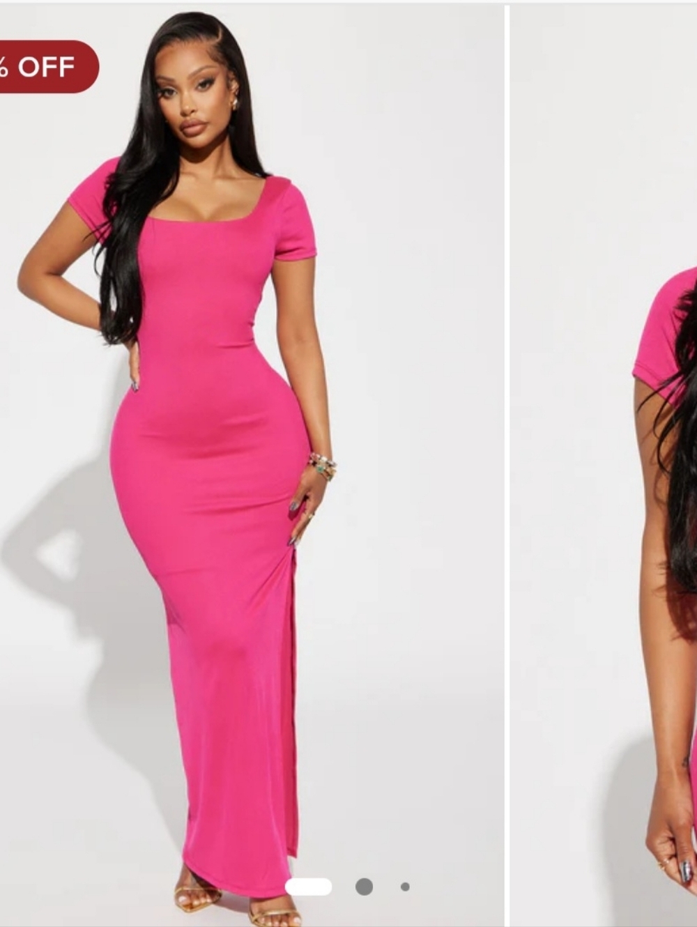 Women’s Hot Pink Scoop Neck Short Sleeve Dress